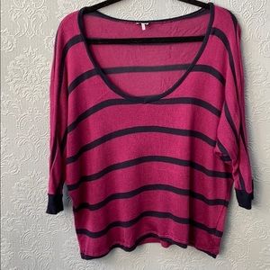Splendid striped dolman vneck knit top